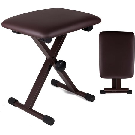 5 Core 5 Core Keyboard Bench - X Style Piano Stool Height Adjustable 16.3–19.6" w Comfortable Padded Seat KBB 02 BR